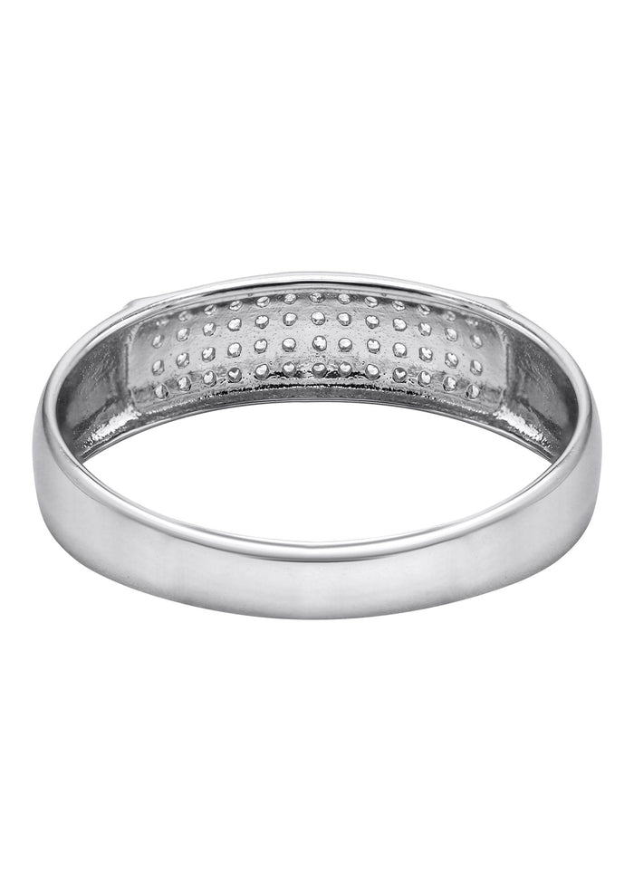 Mens Silver CZ Wedding Band | Appx 2.4 Grams