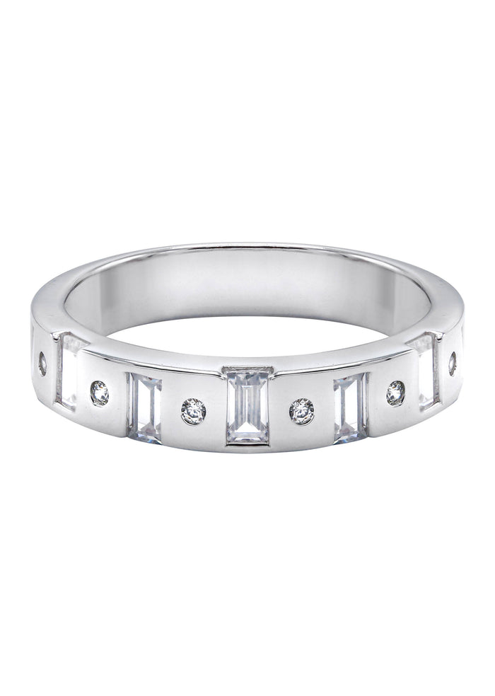Mens Silver CZ Wedding Band | Appx 4.5 Grams