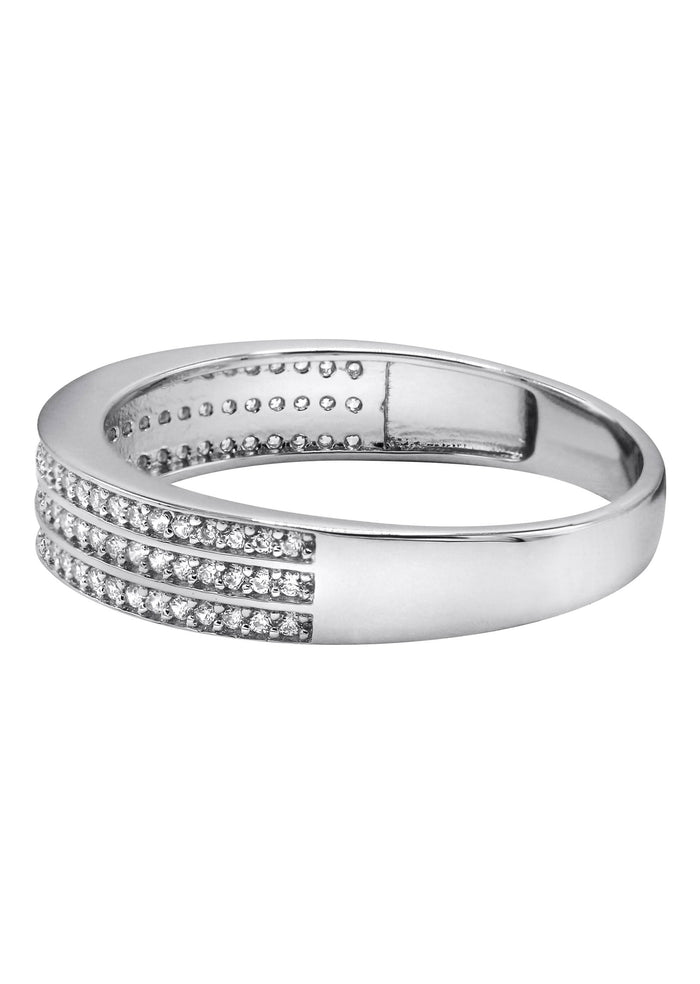 Mens Silver CZ Wedding Band Ring | Appx 3.4 Grams