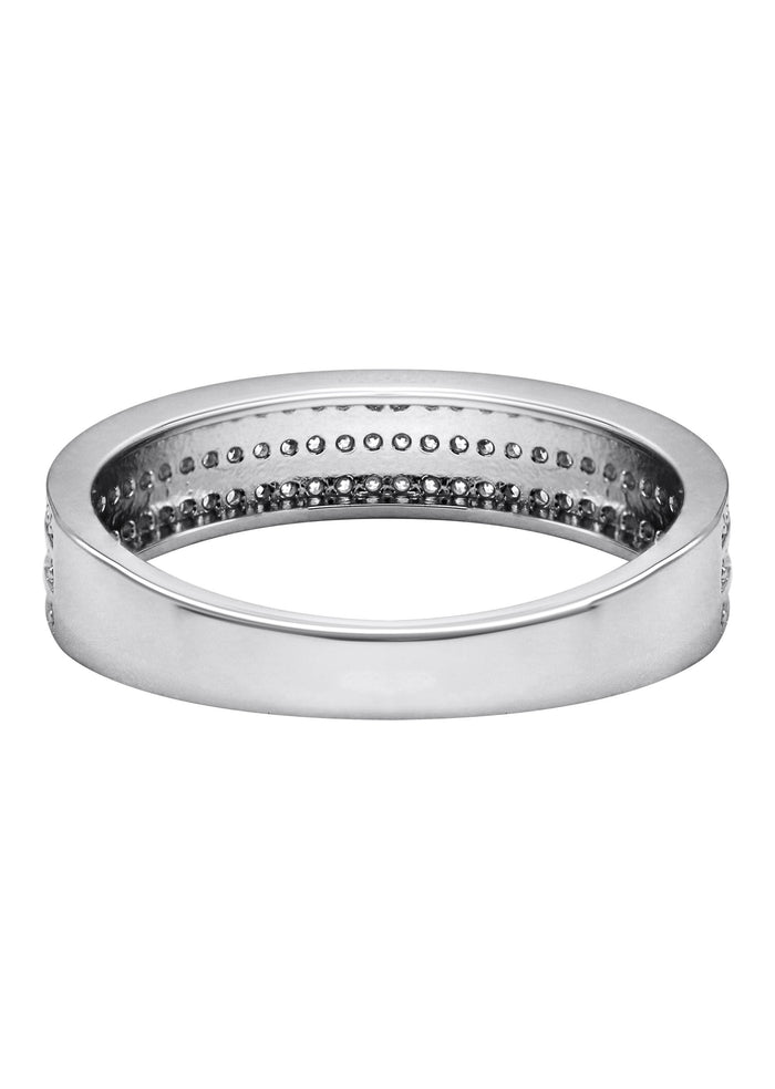 Mens Silver CZ Wedding Band Ring | Appx 3.4 Grams