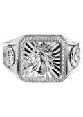 Mens Silver Horse Emblem Ring | Appx 8.3 Grams