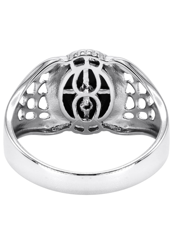Mens Silver Onyx Liberty Signet Ring | Appx 4 Grams