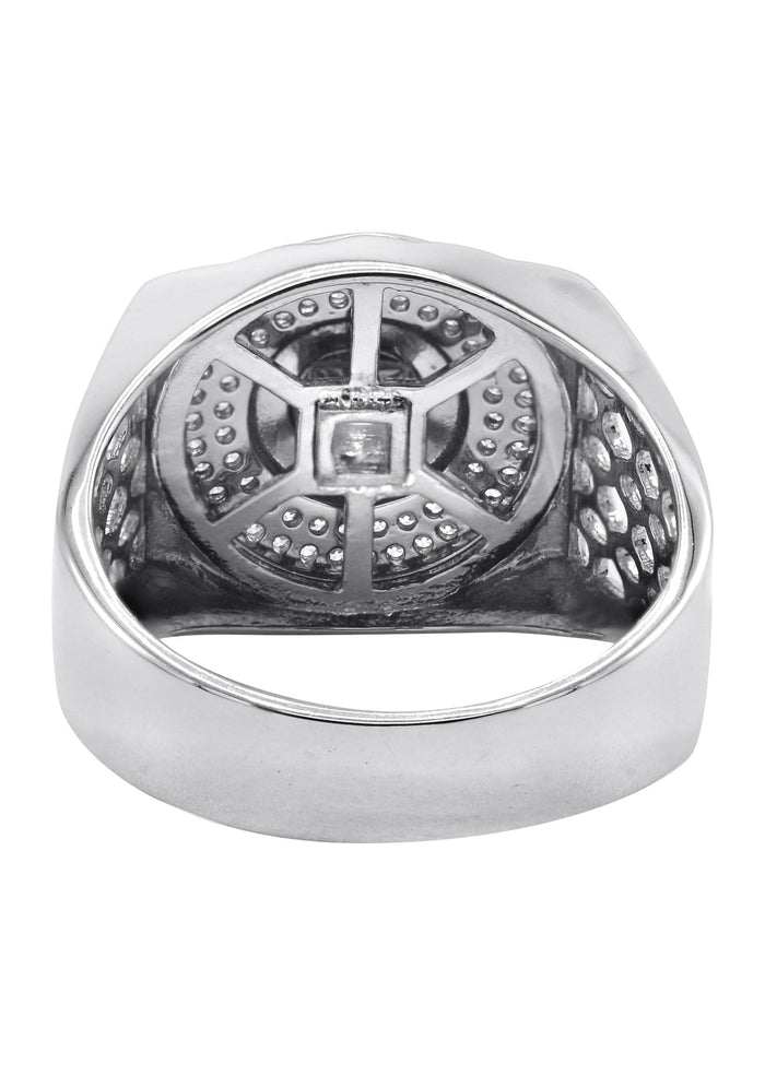 Mens Silver Round CZ Gold Ring | Appx 8.2 Grams