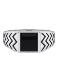 Mens Silver Signet Onyx Ring | Appx 5.4 Grams
