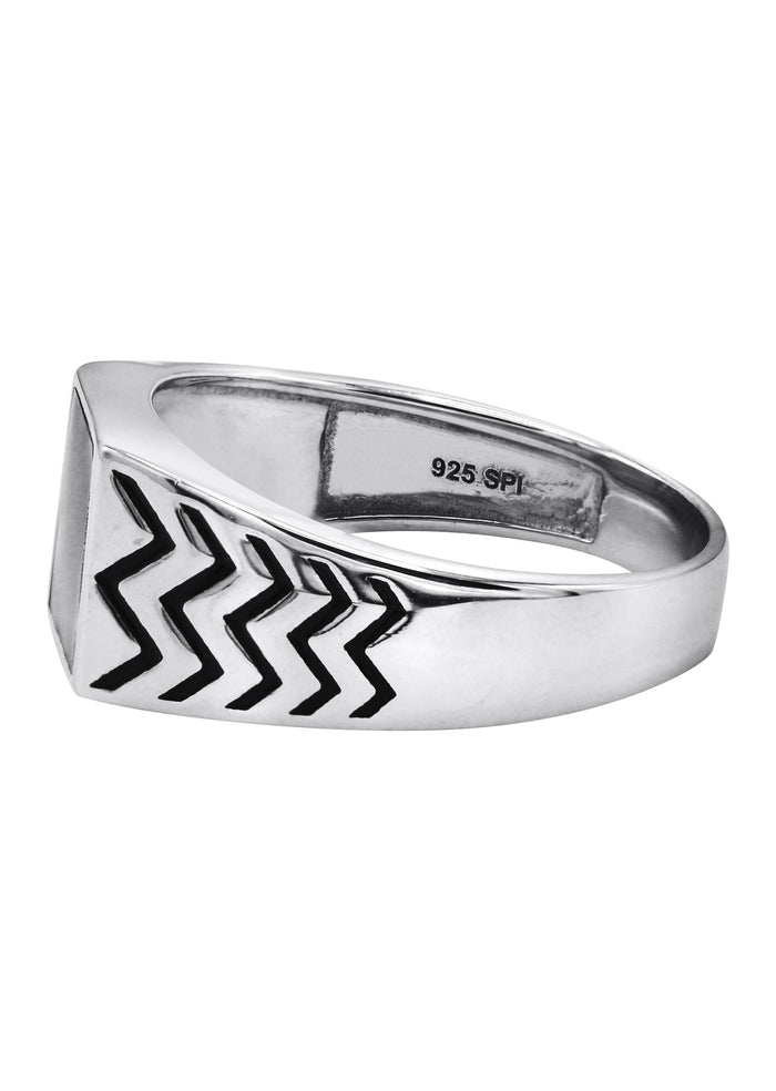 Mens Silver Signet Onyx Ring | Appx 5.4 Grams