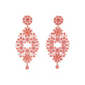 Merletti 03 Openwork Drop Earrings in Coral Rose with enamelled metal laminae and crystal embellishments.