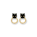 Micro Black Panther Earrings With Crystal Ring