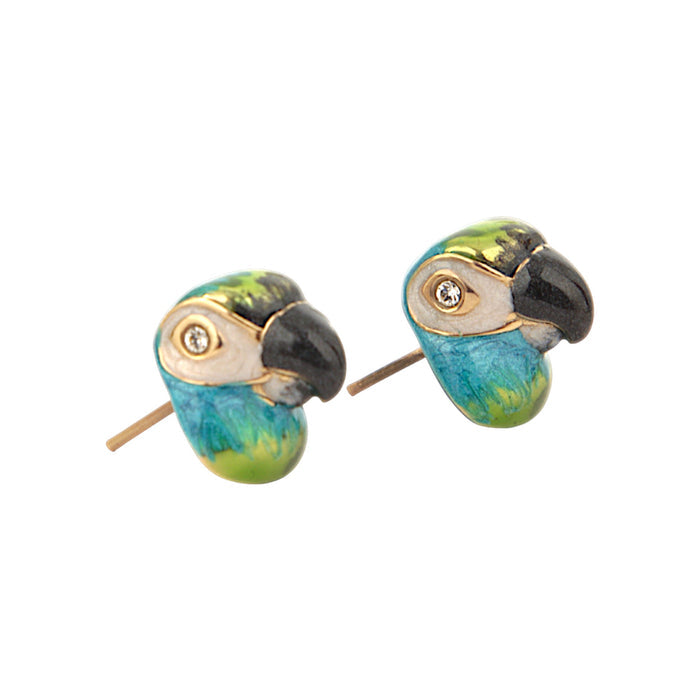 Micro Blue Parrot Earrings