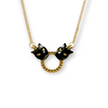 Micro Double Panther Necklace Black Gold Finish