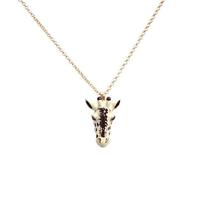 Micro Enameled Giraffe Pendent Necklace