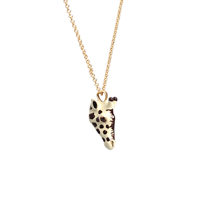 Micro Enameled Giraffe Pendent Necklace