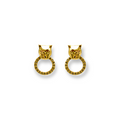 Micro Gold Finish Panther Earrings With Crystal Ring