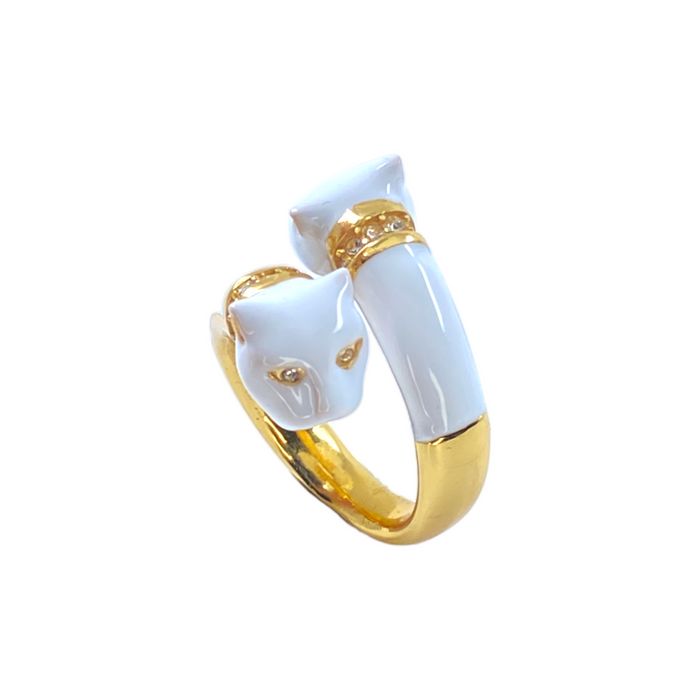 Micro Panther ring contrarie white heads