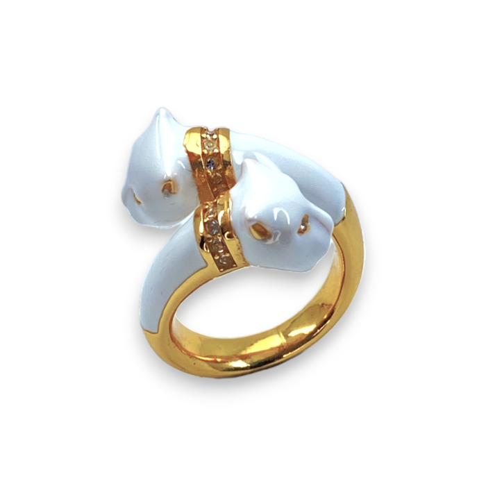 Micro Panther ring contrarie white heads