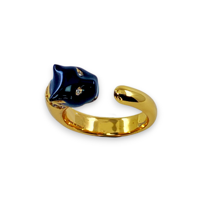 Micro Panther Ring With Black Head
