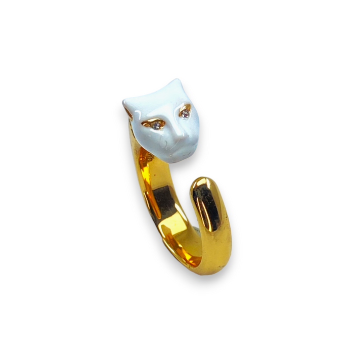 Micro Panther Ring With White Head