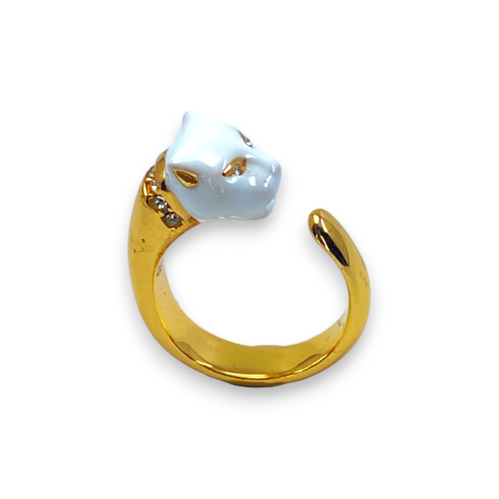 Micro Panther Ring With White Head