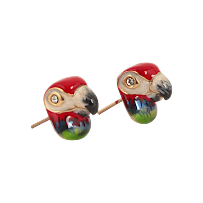 Micro Red Parrot Earrings