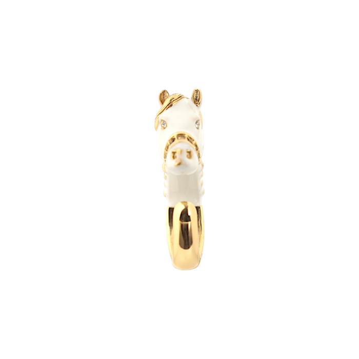 Micro White Enamel Horse Ring