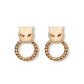 Micro White Panther Earrings With Crystal Ring