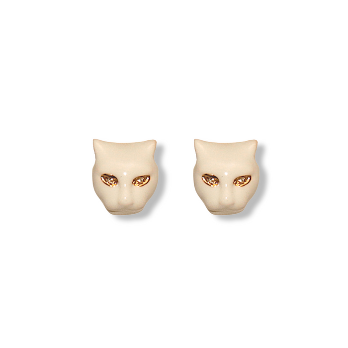 Micro White Panther Earrings