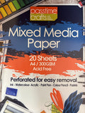 Mixed Media Paper. A4 Spiral 300gsm 20 sheets