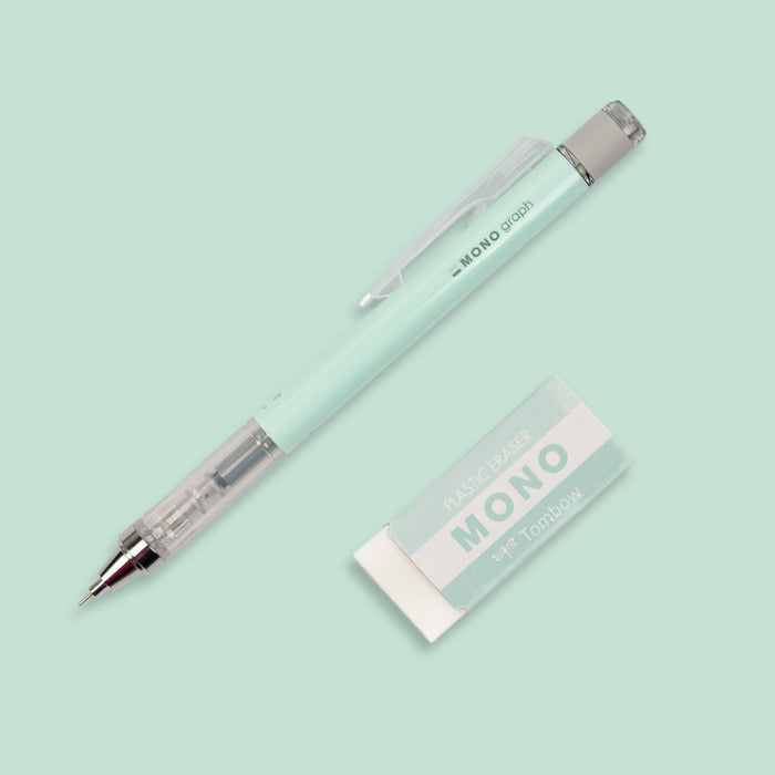 MONO Graph Mechanical Pencil + Eraser Set: Mint Green