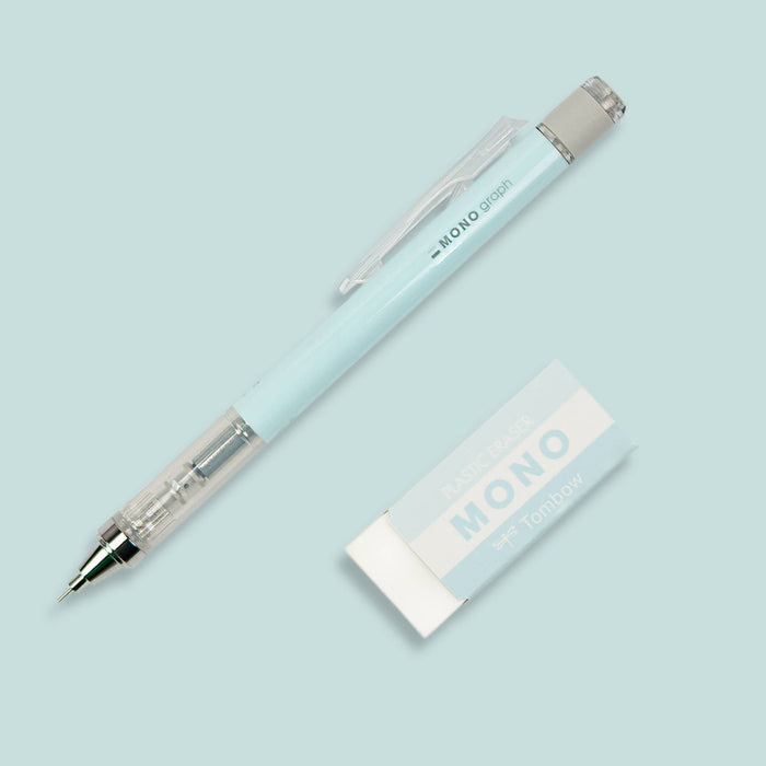 MONO Graph Mechanical Pencil + Eraser Set: Mint Green