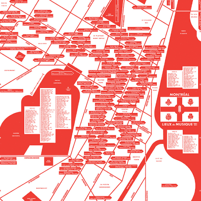 MONTRÉAL LIEUX DE MUSIQUE, 24" X 36" — by Raymond Biesinger