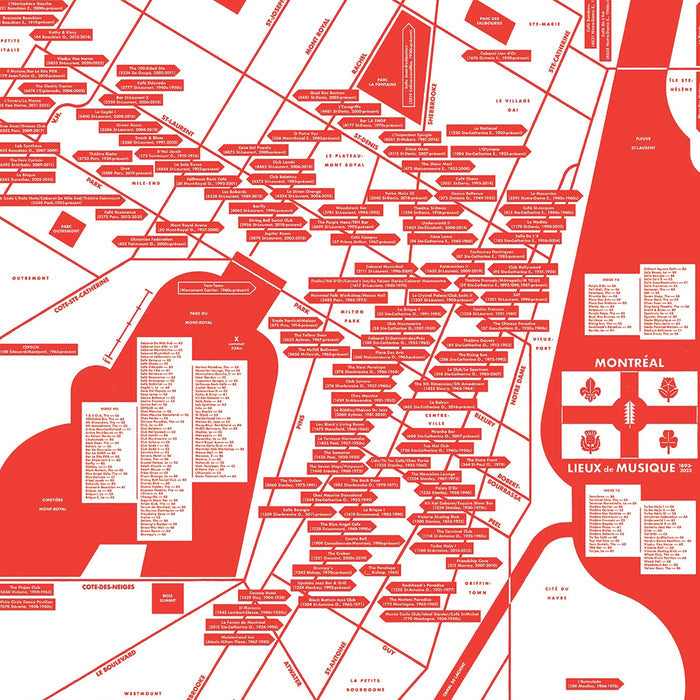 MONTRÉAL MUSIC VENUES, 24" X 36" — by Raymond Biesinger