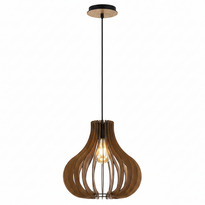 Natural Wood Dining Lamp 5023 – Artisan Wood Dining Pendant for Family Meals & Entertaining | Warm Even-Light Organic Wood Dining Room Light