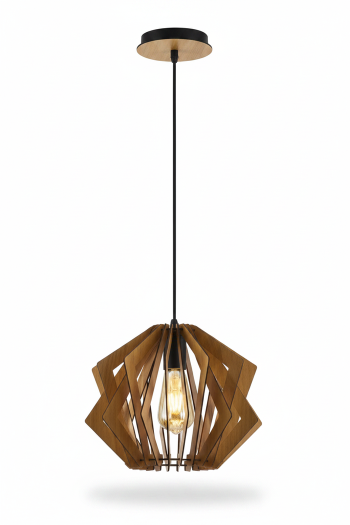 Natural Wood Dining Lamp 5024 – Organic Wood Dining Pendant for Dining Rooms | Warm Crafted Wood Dining Table Light for Rustic Scandinavian & Biophilic Interiors