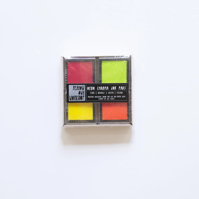 NEON CHROMA INK PAD SET - PINK, ORANGE, GREEN, YELLOW