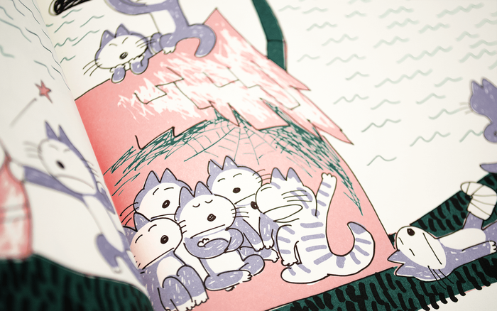 ONZE CHATONS ET UN POISSON — by Noboru Baba