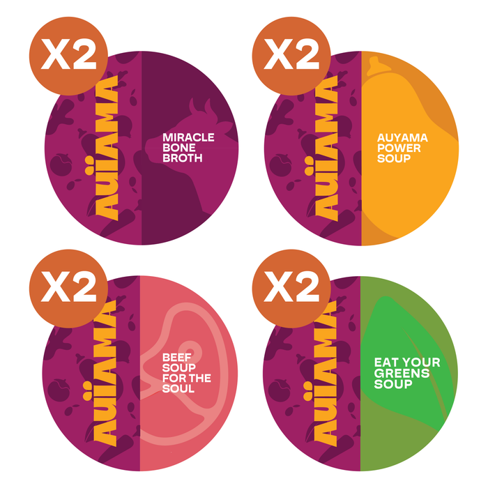 Auïama Power Bundle — 8 high-protein organic soups and bone broths with Miracle Bone Broth and Beef Soup