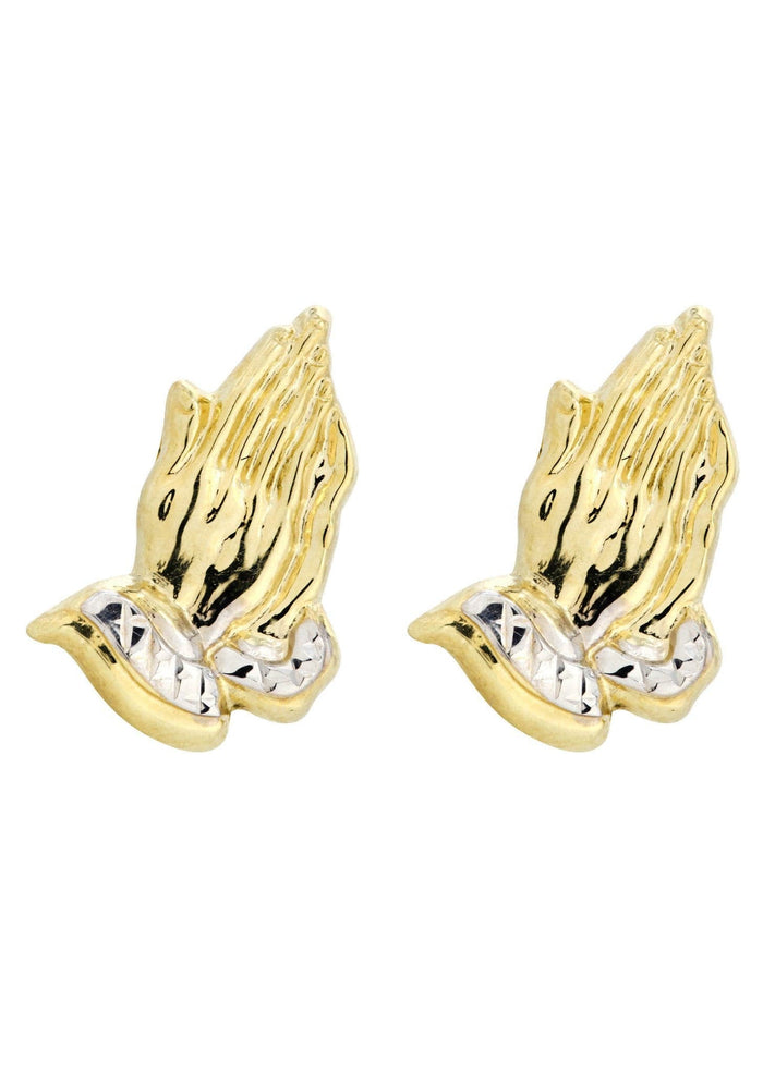 Praying Hands 10K Yellow Gold Studs | Appx. Diameter 0.5 Inches Gold Stud Earrings FROST NYC