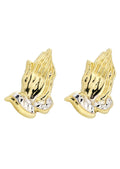 Praying Hands 10K Yellow Gold Studs | Appx. Diameter 0.5 Inches Gold Stud Earrings FROST NYC