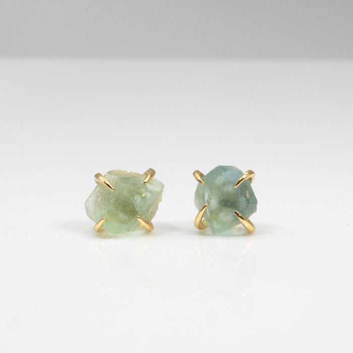 Raw Prong Earring: Aquamarine
