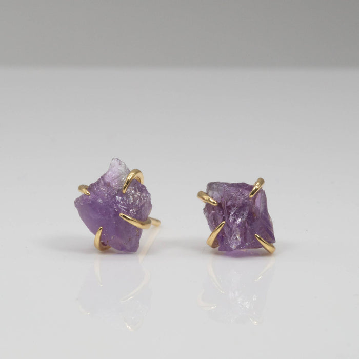 Raw Prong Earring: Aquamarine