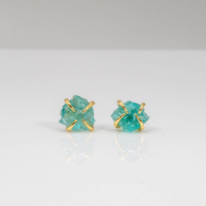 Raw Prong Earring: Aquamarine