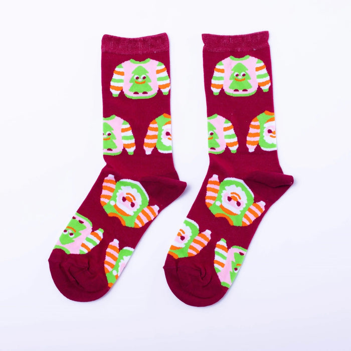 RED SOCKS "XMAS SWEATER CREW" — by Yellow Owl Workshop