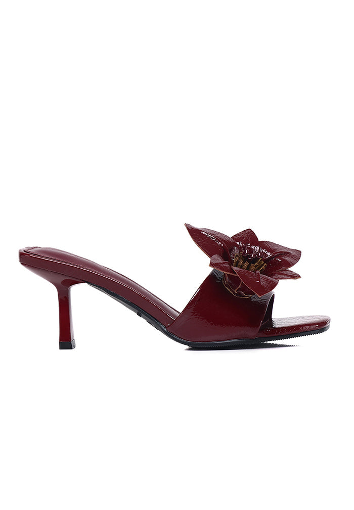 Reese Floral Sandals Heels (Maroon)