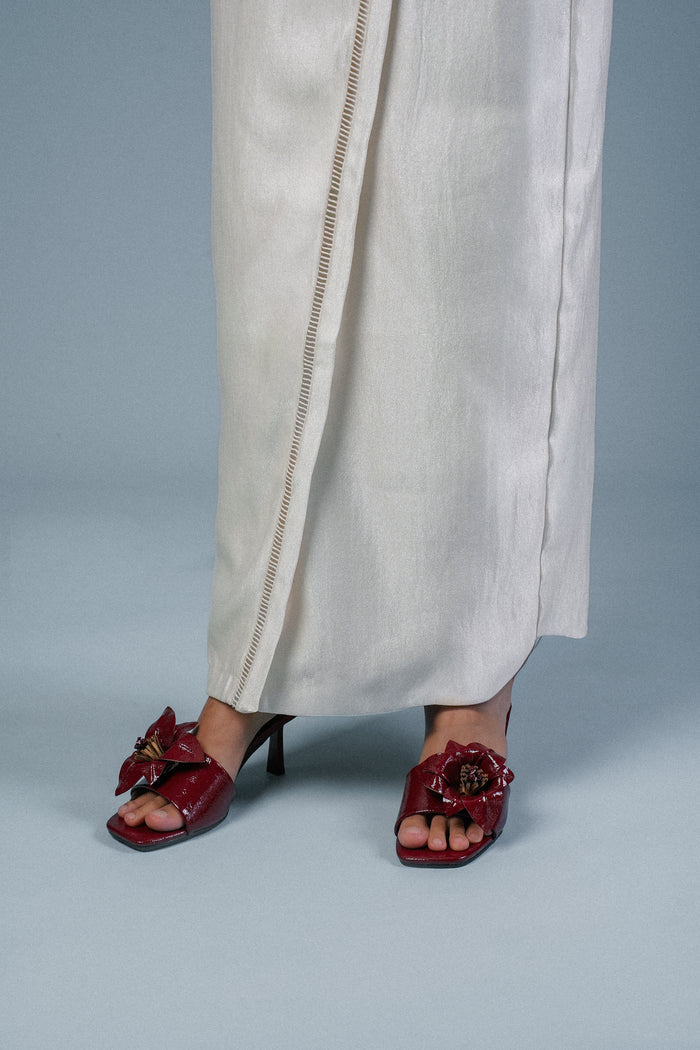 Reese Floral Sandals Heels (Maroon)