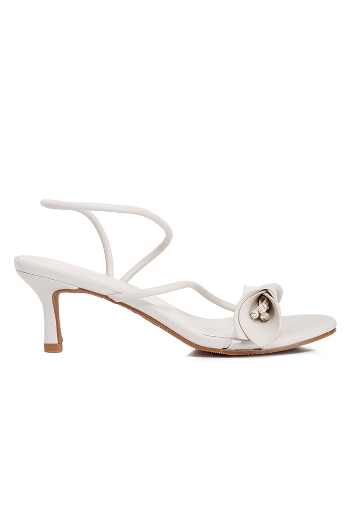 Romy Floral Strappy Heels (Beige)