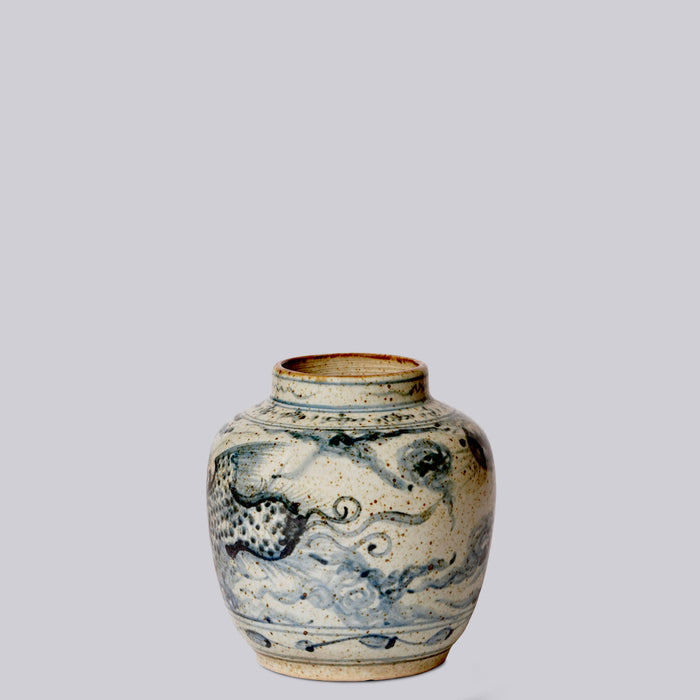 Rustic Porcelain Phoenix Small Round Vase
