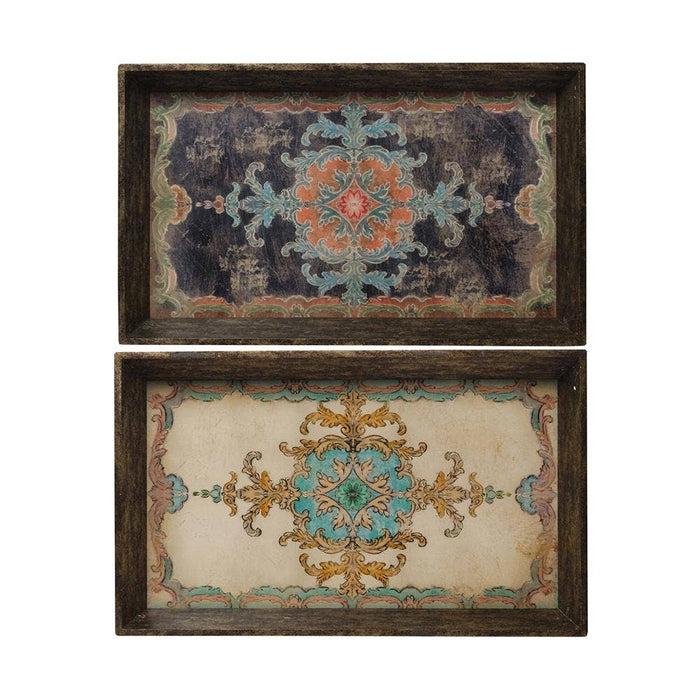 S/2 25x15x2" Trays - Multi-colors