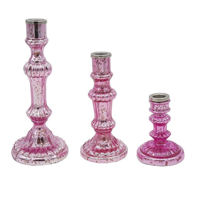 S/3 Luminary Treasures Candle Holders - Pink