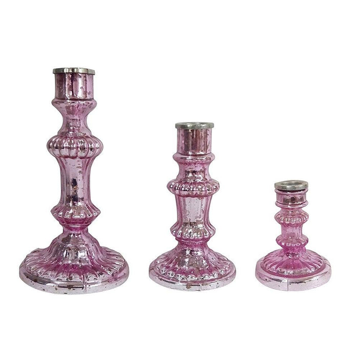 S/3 Luminary Treasures Candle Holders - Pink