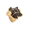 Sea turtle jewel ring in hand-enamelled 24 kt gold plated brass with Swarovski crystal details, Made in Italy