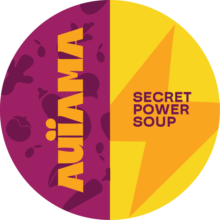 Auïama Secret Power Soup container — organic chicken liver and sweet potato on bone broth